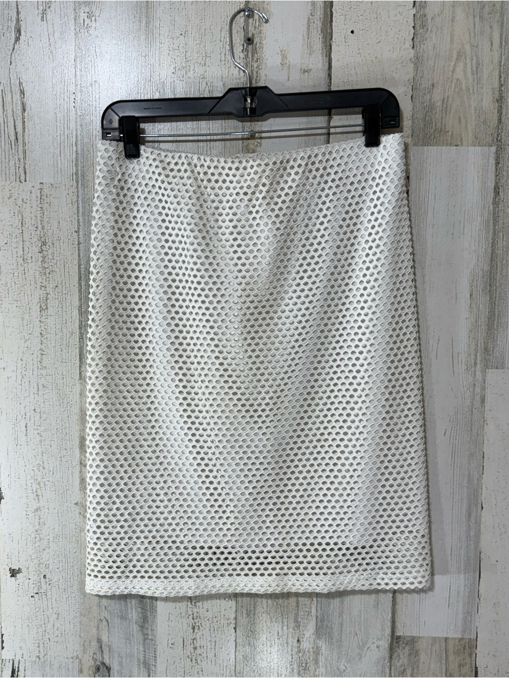 Gregory White Mesh Pencil Skirt